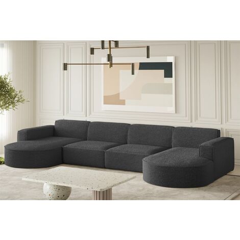 Wohnlandschaft U-Form Sofa PALMA XL in Stoff Ascot Graphitgrau