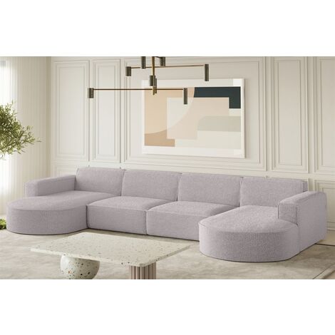 Wohnlandschaft U-Form Sofa PALMA XL in Stoff Ascot Rose