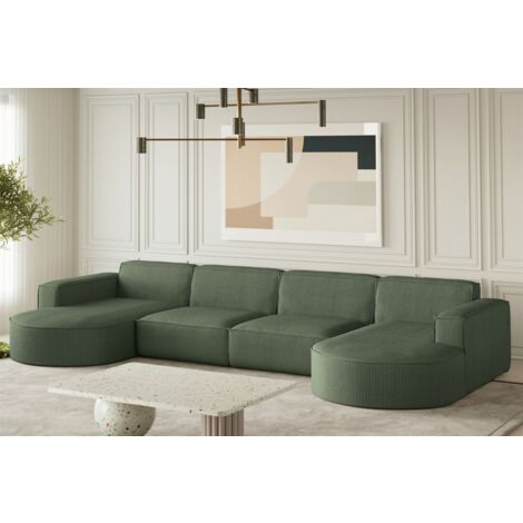 Wohnlandschaft U-Form Sofa PALMA XL in Stoff Scala Forest