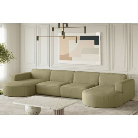 Wohnlandschaft U-Form Sofa PALMA XL in Stoff Scala Kiwi
