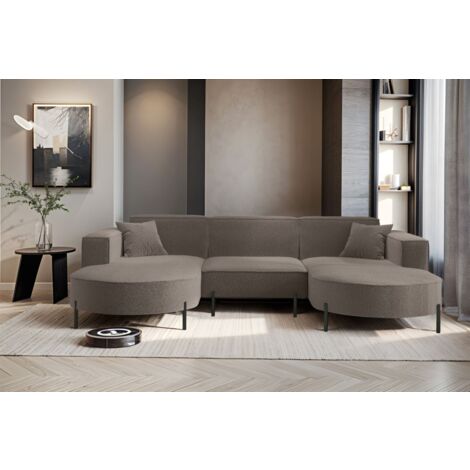 Wohnlandschaft U-Form Sofa VALENCIA in Stoff Quelle Braun