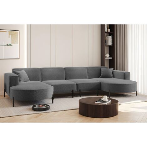 Wohnlandschaft U-Form Sofa VALENCIA XL in Stoff Quelle Dunkelgrau