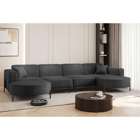 Wohnlandschaft U-Form Sofa VALENCIA XL in Stoff Scala Anthrazit