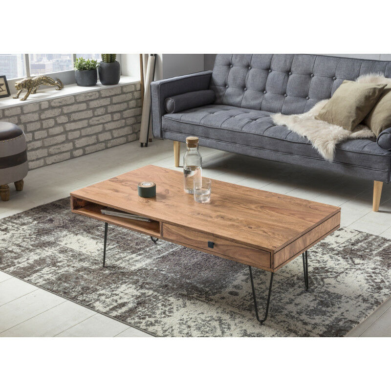 Couchtisch BAGLI Massiv-Holz Akazie 120 cm - Wohnling