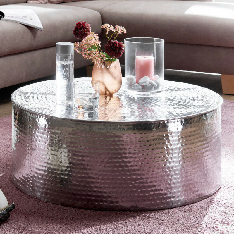 Couchtisch RAHI 75 x 31 x 75 cm Silber - Wohnling