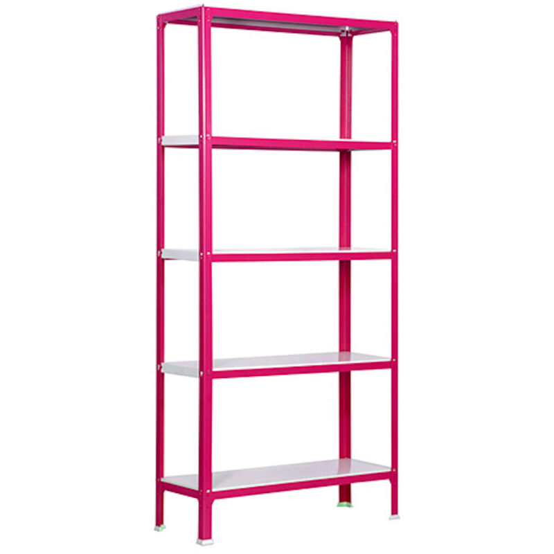 Tagère de vie living koala metal avec 5 étagères HxLxP 180x100x30cm Charge du compartiment 150kg Rose/Blanc