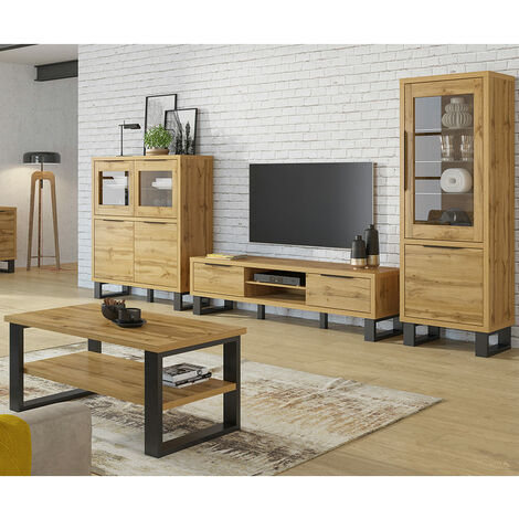 Wohnwand inkl. Couchtisch HENDERSON-83 in Wotan Eiche Nb., B/H/T ca. 394/190/50 cm
