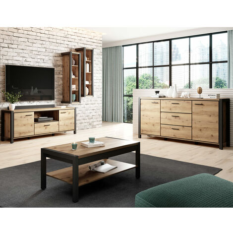 Wohnwand Set inkl. Couchtisch und Sideboard ACCRA-83 in Taurus Eiche Nb., B/H/T: ca. 180/128/41 cm