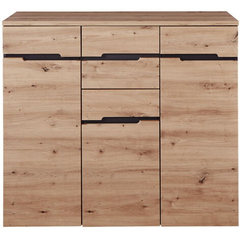 Wohnzimmer Kommode MANRESA-36 in Artisan Eiche Nb. mit Graphit, B/H/T: ca. 120/107/38 cm