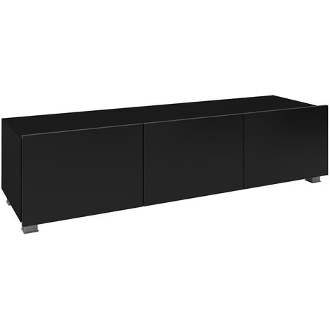 Wohnzimmer TV Lowboard mit 3 Türen, stehend oder hängend, in schwarz Hochglanz CAIRNS-132, B/H/T ca. 150/37/43 cm