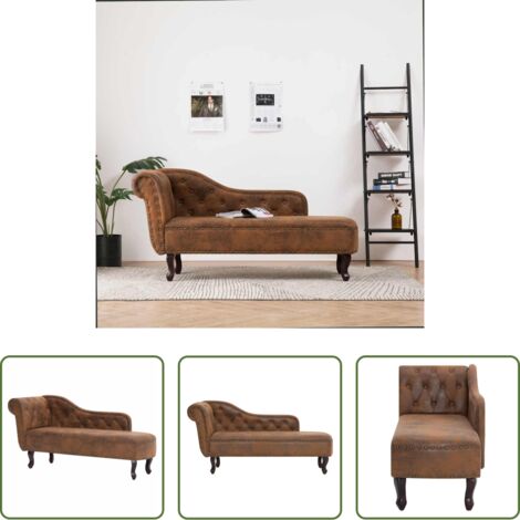 Wohnzimmermöbel - Chaiselongue Braun Wildleder-Optik