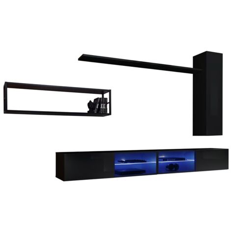 Wohnzimmermöbel-Set im Industriestil SWITCH M4. Farbe Schwarz.