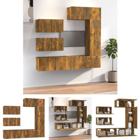 Wohnzimmermöbel - vidaXL 6-tlg. TV-Schrank-Set Räuchereiche Holzwerkstoff - Stauraum