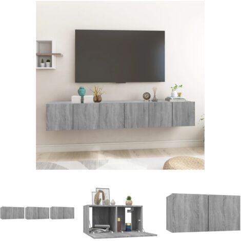 Wohnzimmermöbel - vidaXL  TV-Schrankset  Wandmontiert 3 pcs Grau Holzwerkstoff - Wandregal