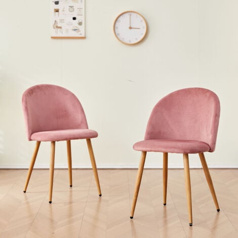 Wokaka Lot de 2 Chaise de salle à manger en velours Chaise de salon Coussins Doux en Velours Assise (Rose)