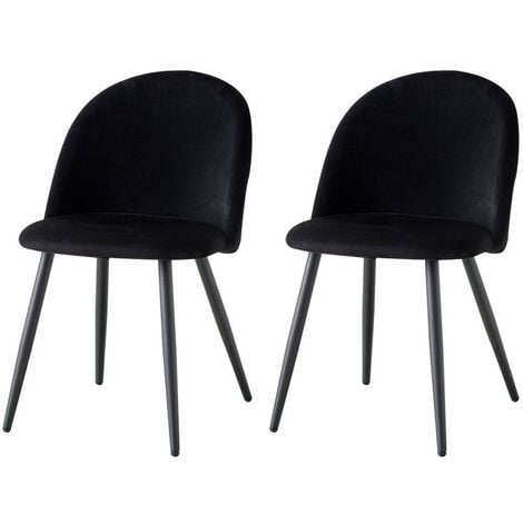 Wokaka Lot de 2 Chaise de salle à manger en velours Chaise de salon Coussins Doux en Velours Assise(noir)