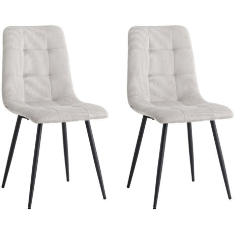 Wokaka Lot de 2 chaises - Chaise de salle à manger - Chaise en velours côtelé - Style vintage - Gris