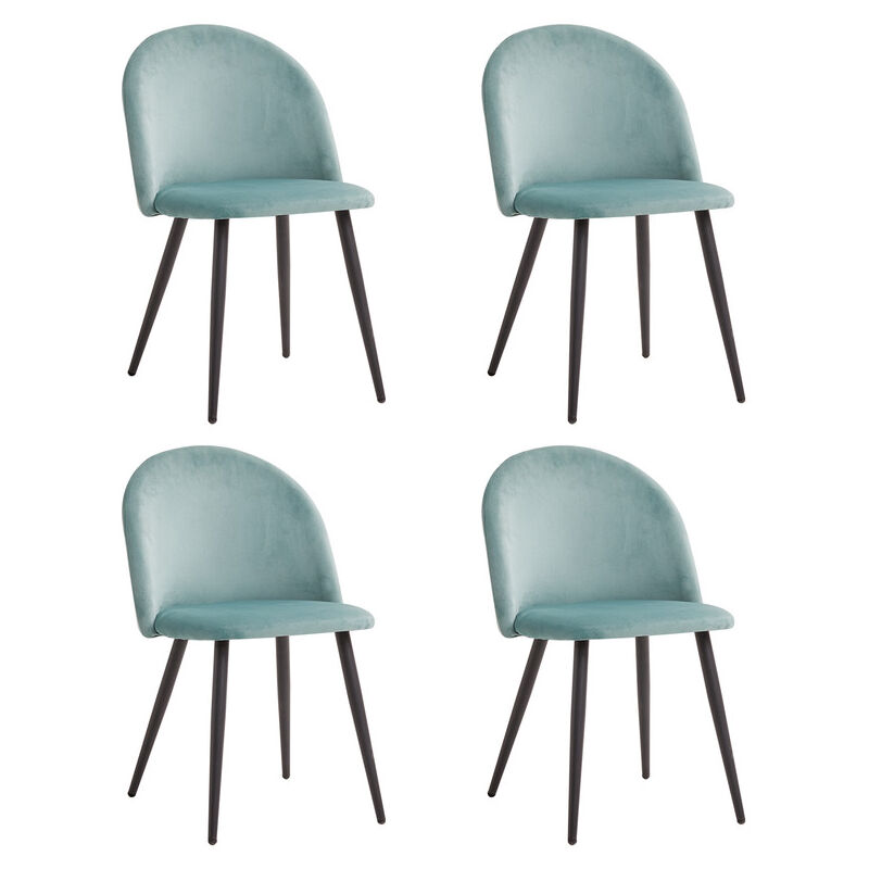 Lot de 4 Chaise de salle à manger en velours Chaise de salon Coussins Doux en Velours Assise(vert) - Wokaka