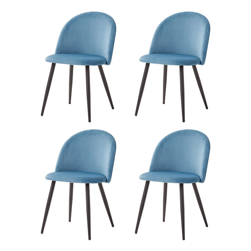 Wokaka - Lot de 4 Chaise de salle à manger en velours Chaise de salon Coussins Doux en Velours Assise(Bleu)