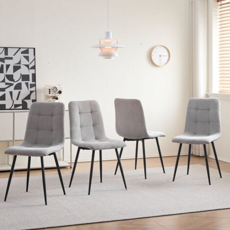 Wokaka Lot de 4 chaises - Chaise de salle à manger - Chaise en velours côtelé - Style vintage - noir