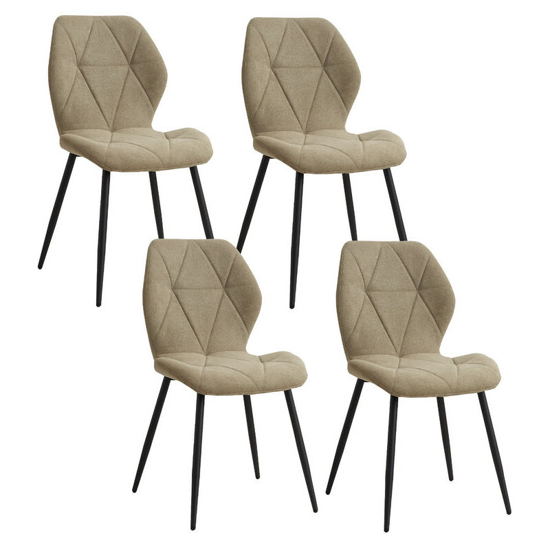 Wokaka - Lot de 4 chaises - chaise de salle à manger vintage en forme de diamant - chaise en lin - pieds en métal(vert)