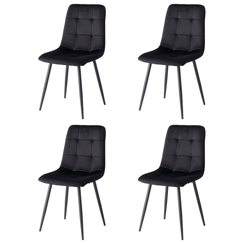 Wokaka - Lot de 4 Chaises-Chaise de Style Rétro -Chaise de Salle à Manger - Noir