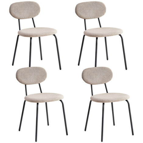 Wokaka Lot de 4 chaises - Chaises de salle à manger modernes - Chaises en métal - Dossier (Blanc)