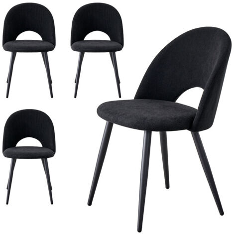 Wokaka Lot de 4 chaises de salle à manger - Chaise contemporaine - pieds en métal, velours(noir)