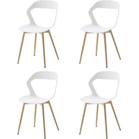 Wokaka Lot de 4 chaises de salle à manger - Chaises scandinaves - Chaises en plastique - Blanc