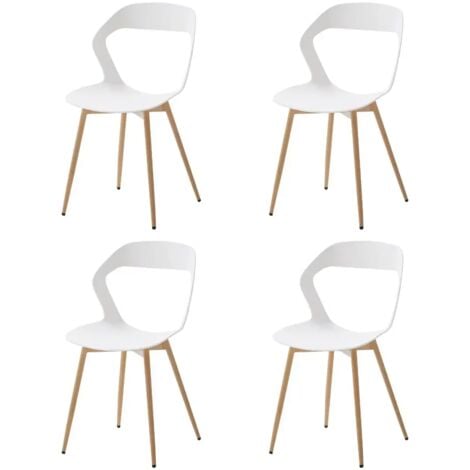 Wokaka Lot de 4 chaises de salle à manger - Chaises scandinaves - Chaises en plastique - Blanc