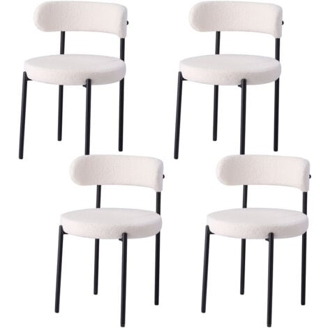 Wokaka Lot de 4 - chaises de salle à manger modernes(Blanc) - Pieds en métal - Dossier
