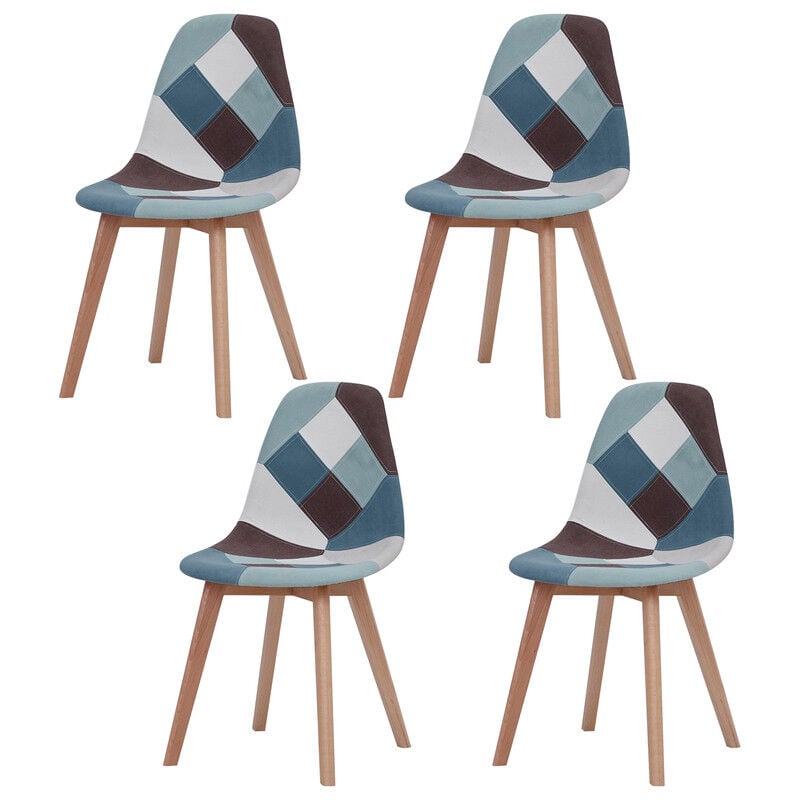 Wokaka - Lot de 4 Chaises de Salle a Manger - Patchwork Vintage - Chaises Style Nordique