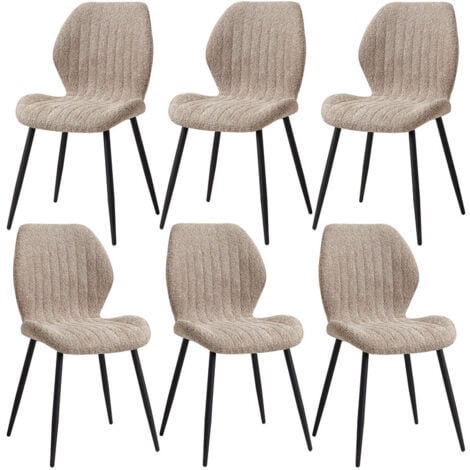 Wokaka Lot de 4 chaises - chaise de salle à manger rétro -chaise en lin - pieds en métal(Beige)