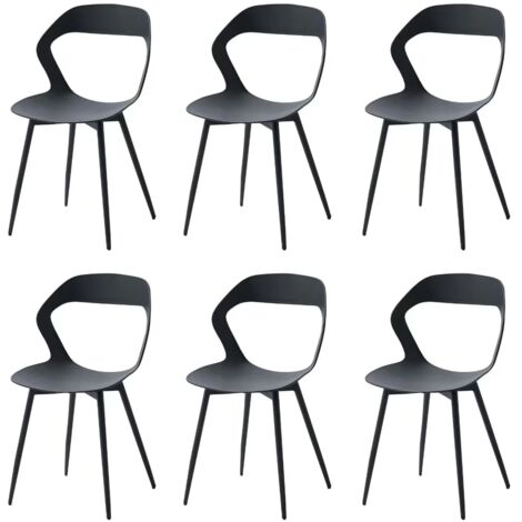 Wokaka Lot de 6 Chaises de Salle à Manger - Chaises Scandinaves - Chaises en Plastique avec Pieds en Métal - Noir