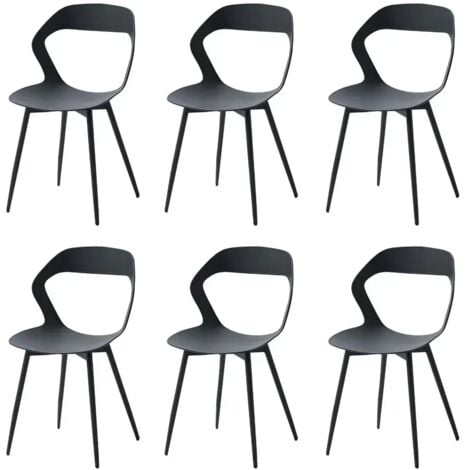 Wokaka Lot de 6 Chaises de Salle à Manger - Chaises Scandinaves - Chaises en Plastique avec Pieds en Métal - Noir
