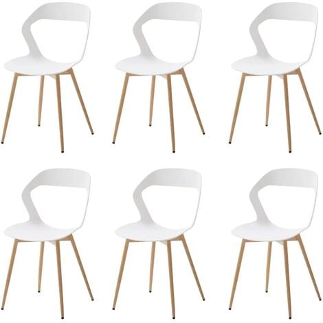 Wokaka Lot de 6 chaises de salle à manger - Chaises scandinaves - Chaises en plastique - Blanc