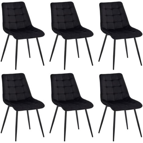 Wokaka Lot de 6 chaises en Velours - chaises de salle à manger style rétro,ergonomiques - 47 Lx43 Px50 H cm(noir)