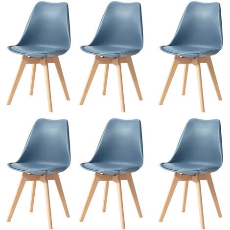 Wokaka Lot de 6 Chaises - Scandinaves - Chaises de Salle à Manger - Pieds en Bois