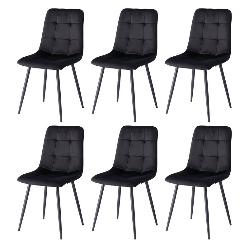 Wokaka - Lot de 6 Chaises-Chaise de Style Rétro -Chaise de Salle à Manger - Noir