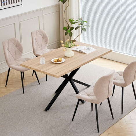 Ensemble table et chaises salle à manger 140x80, design métal élégant