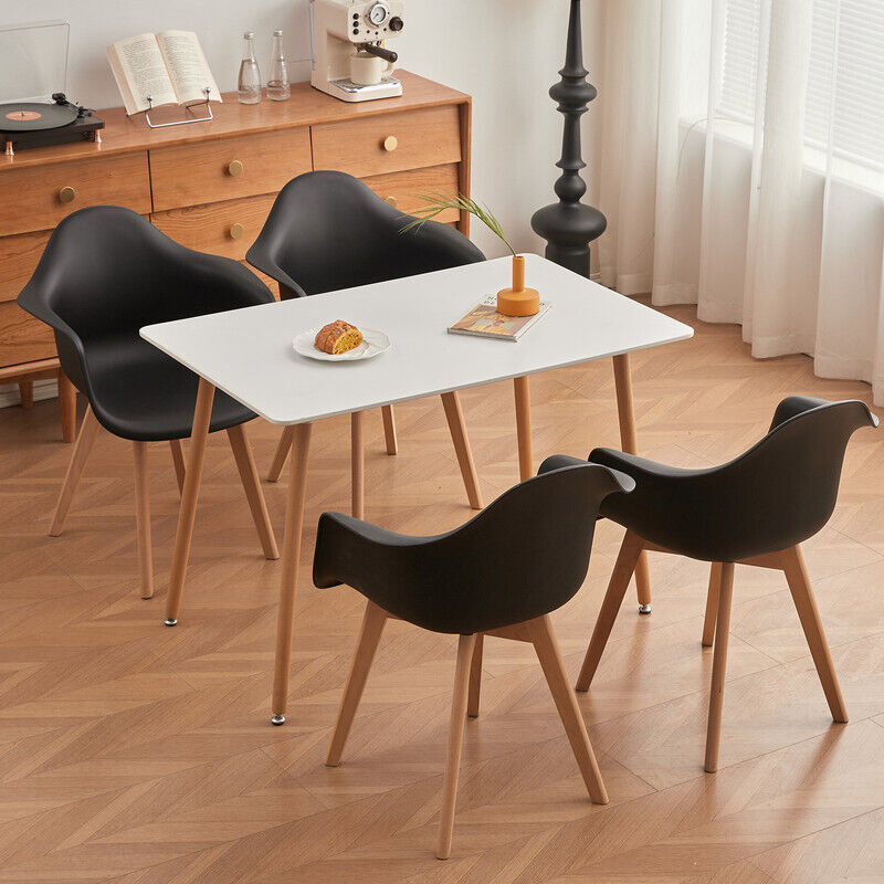 Table à Manger et Chaises - chaises de scandinave (Lot de 2) - Table blanche - chaises de Noir - Wokaka
