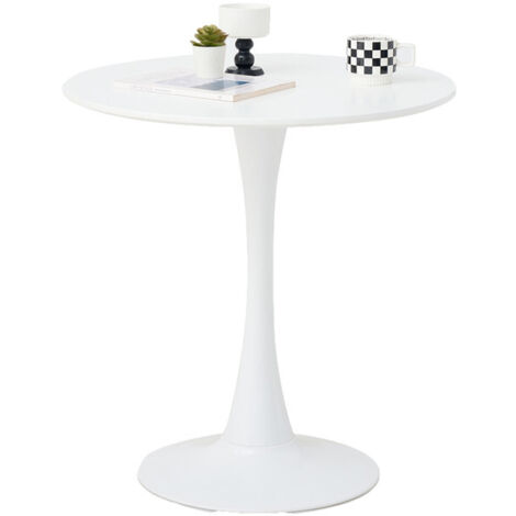 Wokaka – Table à manger ronde 70cm – Style scandinave – 2 à 4 personnes – Plateau blanc facile à entretenir – Hauteur 75cm