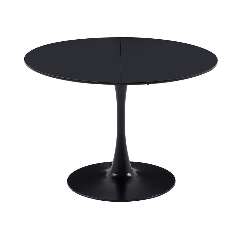 Table à manger ronde Moderne - 4 à 6 Personnes-Convient pour la Cuisine-110 cm - Noir - Wokaka