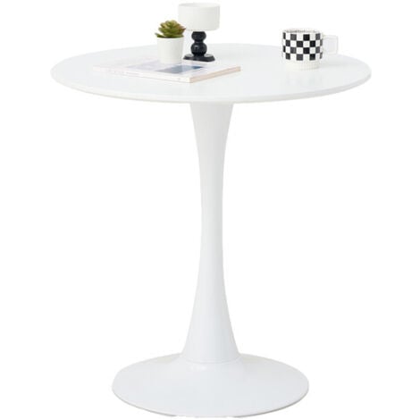 Wokaka Table à manger ronde moderne - Scandinave - Cuisine - 70 cm - Blanc