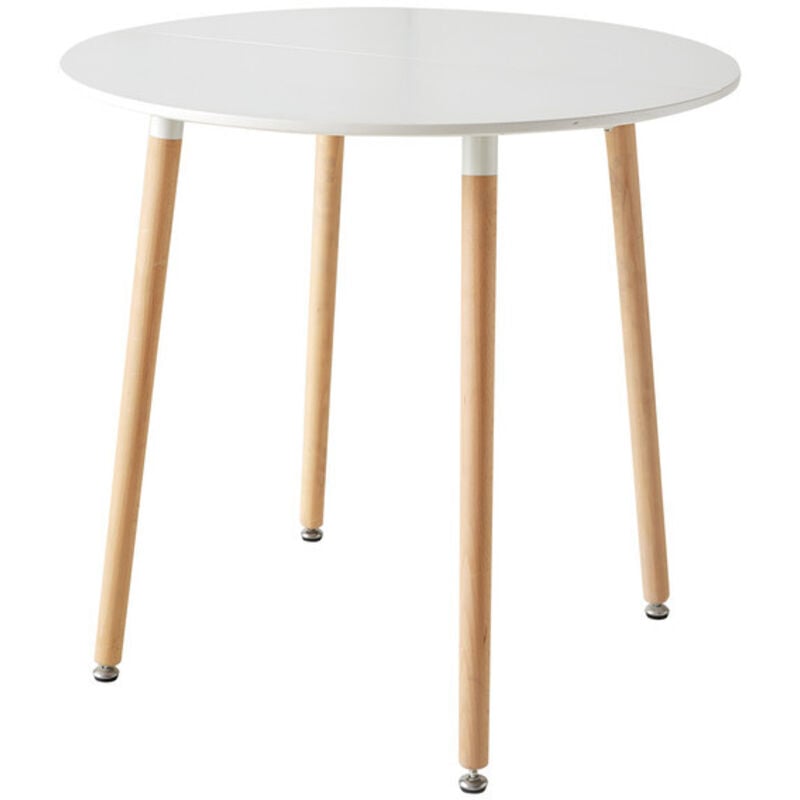 Table à manger ronde scandinave - pour 2-4 personnes - pieds en bois de hêtre - L80H74CM - Wokaka