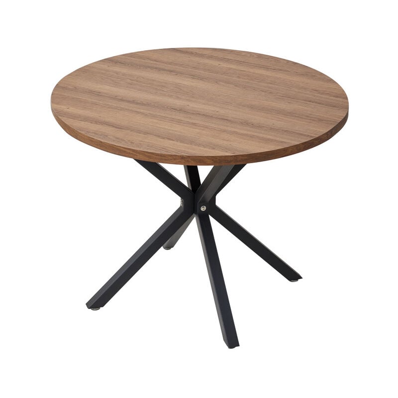 Table à manger – table ronde design – bois foncé – 100 x 77 cm (LxH) - Wokaka