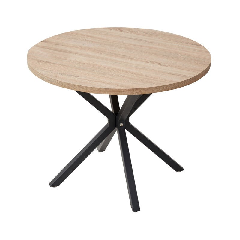 Table à manger – table ronde design – bois clair – 100 x 77 cm (LxH) - Wokaka