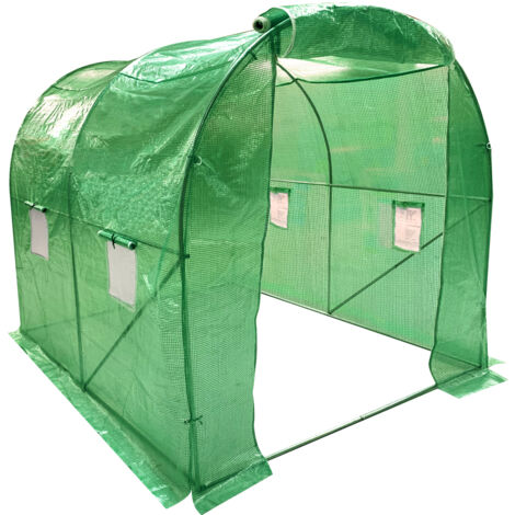 Wolf 2.5m x 2m Polytunnel Walk-In Garden Growhouse - Green