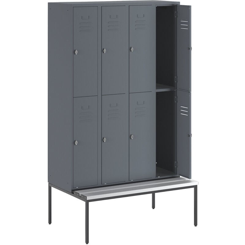 Vestiaire à deux étages Berlin 2 avec banc, 4 - Wolf