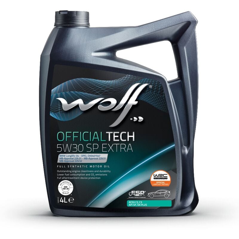 Wolf - Huile moteur officialtech 5W30 sp extra - Bidon de 4 litres - 1049359 - Ce produit de marque est neuf.